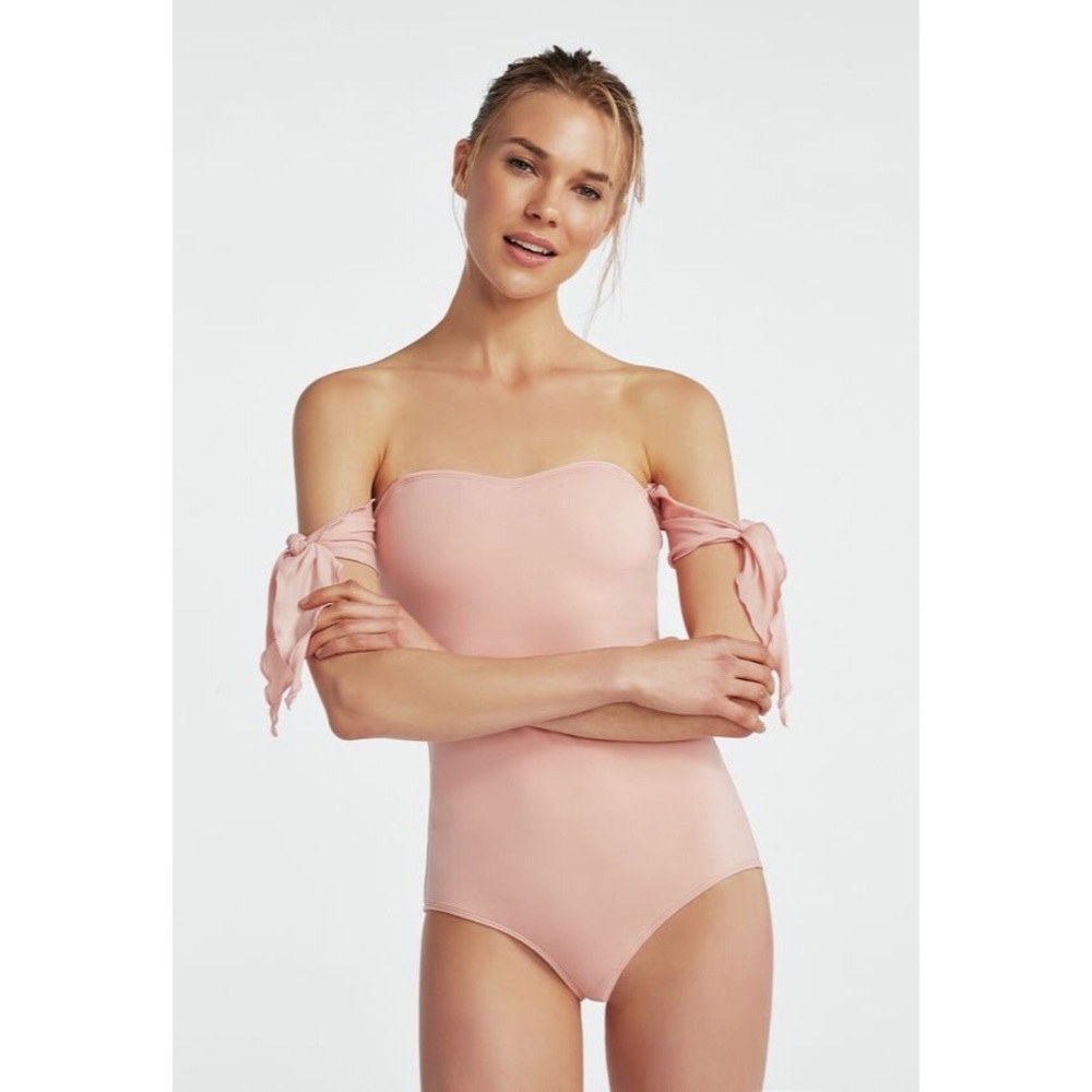 JUSTFAB Off The Shoulder Tie Sleeve Swimsuit NWT